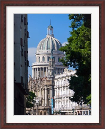Framed Capitol building, Havana, UNESCO World Heritage site, Cuba Print