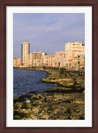 Framed Malecon, Waterfront in Old City of Havana, Cuba Print