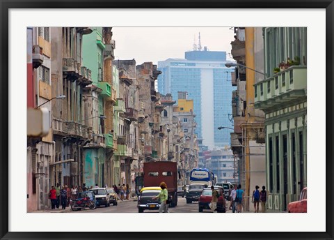 Framed Old and new buildings, Havana, UNESCO World Heritage site, Cuba Print