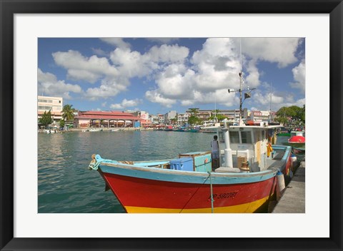 Framed Fish Sellers at the Waterfront, Grande Terre, Guadaloupe, Caribbean Print