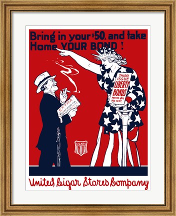 Framed United Cigar Bond Poster Print