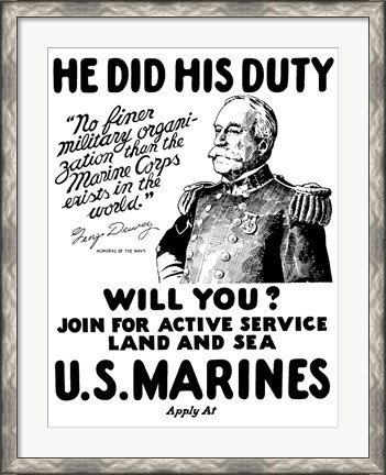 Framed Admiral George Dewey Print
