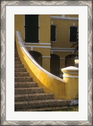 Framed Customs House exterior stairway, Christiansted, St Croix, US Virgin Islands Print