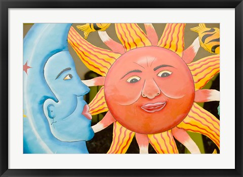 Framed Sun and moon Souvenirs at Al Vern&#39;s Craft Market, Turks and Caicos, Caribbean Print