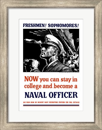 Framed US Naval Officer with Binoculars (WWII) Print