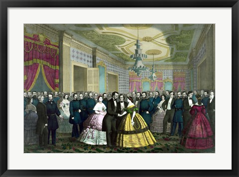 Framed President Abraham Lincoln and Wife at Their Last Reception Print