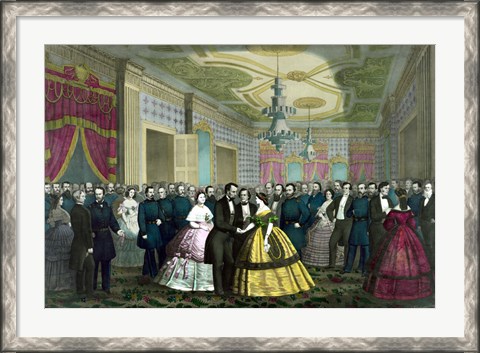 Framed President Abraham Lincoln and Wife at Their Last Reception Print