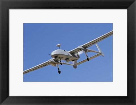 Framed IAI Heron unmanned aerial vehicle in flight over Israel Print
