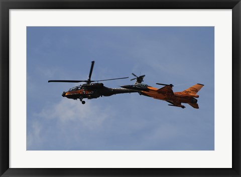 Framed F-16 Falcon and AH-64 Apache from the Royal Netherlands Air Force Print