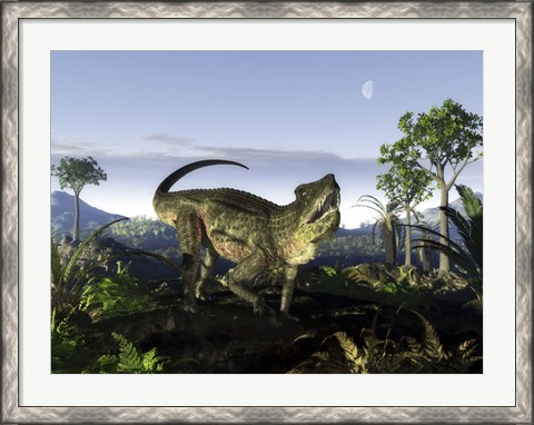 Framed archosaur of the genus Postosuchus wanders in a prehistoric landscape Print