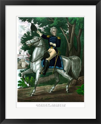 Framed General Andrew Jackson on Horseback (color) Print