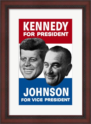 Framed 1960 Democratic Nominees, Kennedy &amp; Johnson Print
