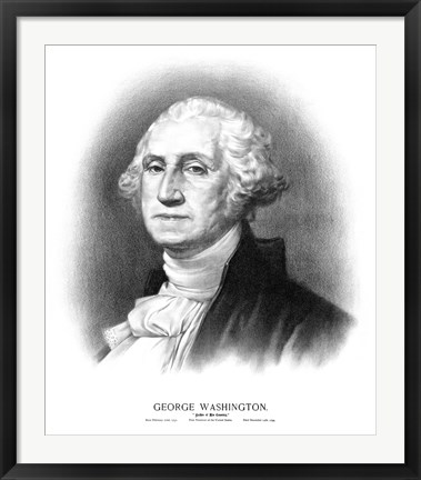 Framed Bust of President George Washington Print