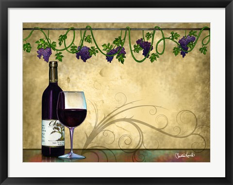 Framed Wine II With Vines Print