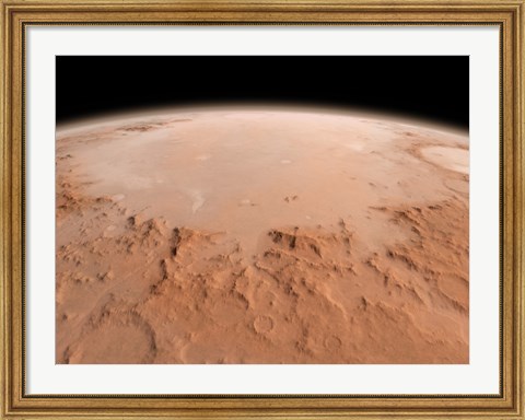 Framed Illustration of the Argyre Impact Basin in the Southern Highlands of Mars Print