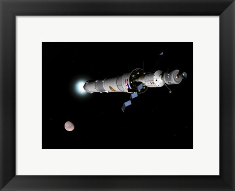 Framed Phobos Mission Rocket Brakes for Mars Orbit Print