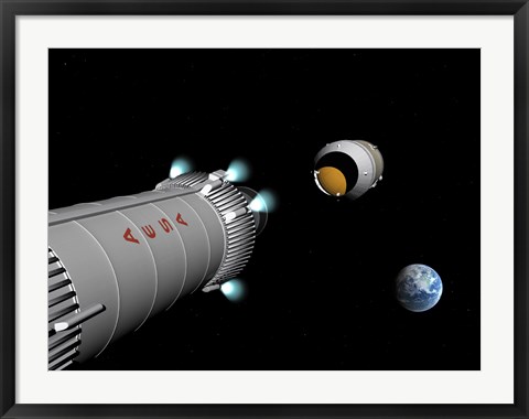 Framed Phobos Mission Rocket Releases Spent Propellant Stage Print