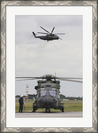 Framed German Army NH90 and its Predecessor, the CH-53 Sea Stallion Print