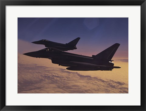 Framed Two German Air Force Eurofighter Typhoon&#39;s at Sunset Print