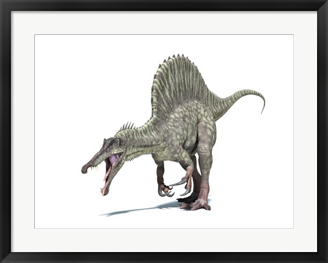 Framed 3D Rendering of a Spinosaurus Dinosaur Print
