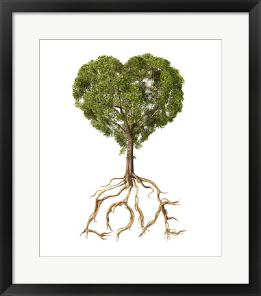 Framed Tree with Foliage in the Shape of a Heart Print