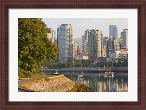 Framed Cyclist on Seawall Trail, Vancouver, British Columbia Print