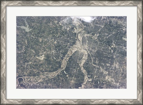 Framed Satellite View of Kansas City, Missouri Print