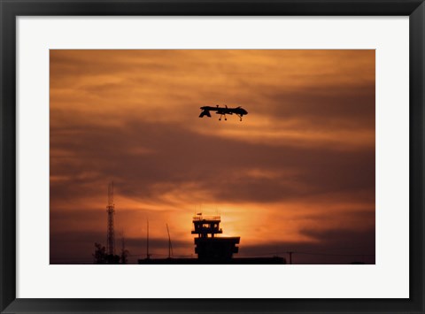 Framed MQ-1 Predator over COB Speicher at Sunset, Tikrit, Iraq Print