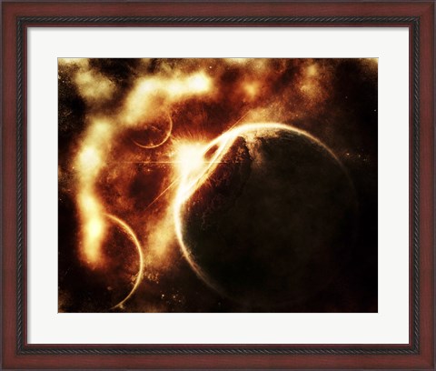 Framed Apocalyptic View of a Solar System Print