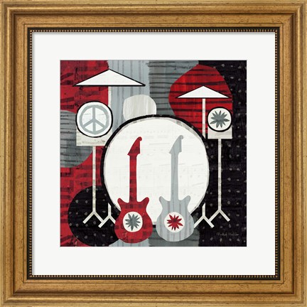 Framed Rock &#39;n Roll Drums Print