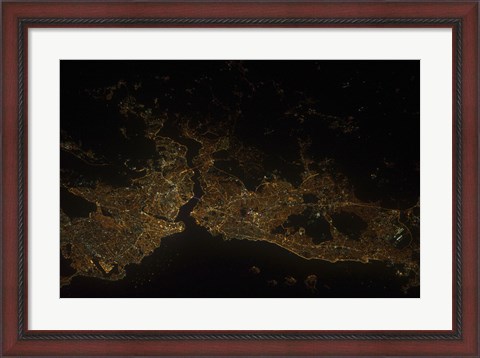 Framed Nighttime view of Istanbul, Turkey Print