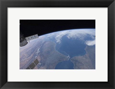 Framed View from Space of Morocco and Spain Print