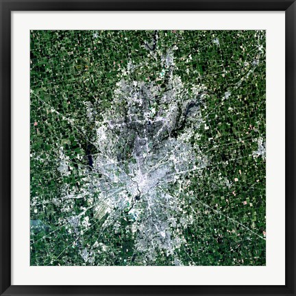 Framed Satellite view of Indianapolis, Indiana Print