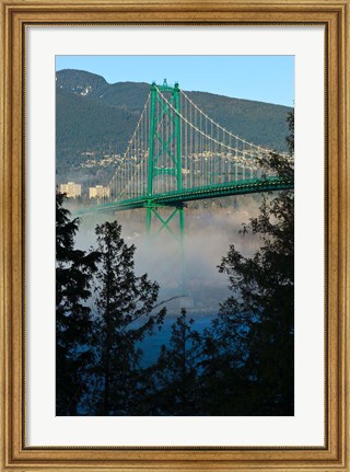 Framed British Columbia, Vancouver, Lion&#39;s Gate Bridge over Fog Print