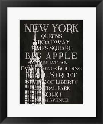 Framed Black &amp; White New York Print