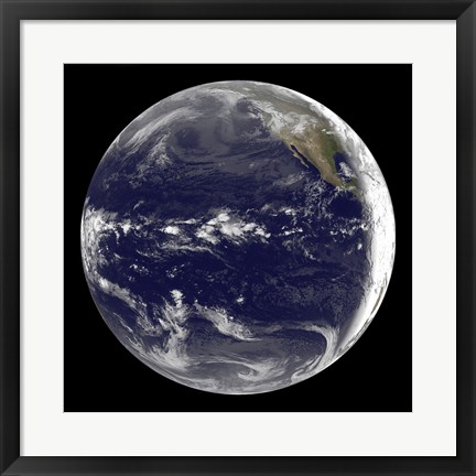 Framed Satellite view of Earth Centered Over the Pacific Ocean Print