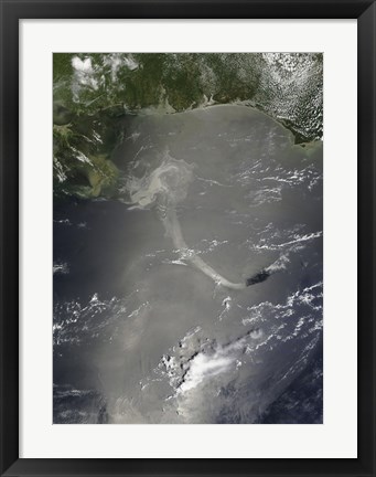 Framed Large Patch of Oil in the Gulf of Mexico from the Eplosion at the Deepwater Horizon oil rig Print