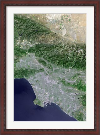 Framed Satellite view of Los Angeles, California and Surrounding Area Print