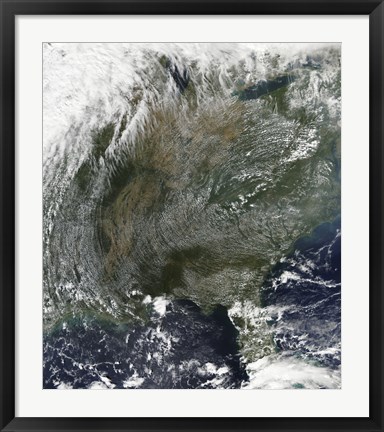 Framed Pinwheel-like pattern of High Pressure Clouds Stretches across the Eastern United States Print