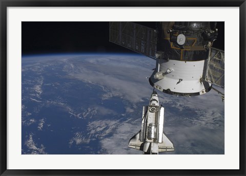 Framed Space Shuttle Endeavour as it Approaches a Docked Russian Spacecraft Print