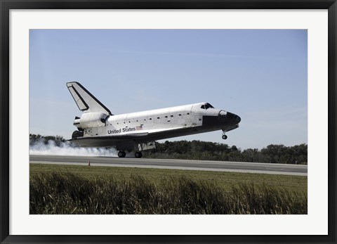 Framed Space Shuttle Atlantis Touches Down at Kennedy Space Center, Florida Print
