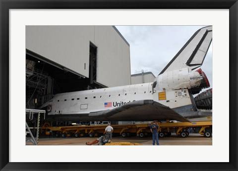 Framed Space Shuttle Atlantis Rolls out of Orbiter Processing Facility 1 at Kennedy Space Center Print