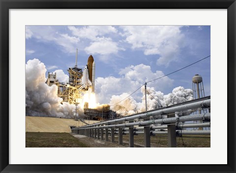 Framed Space Shuttle Atlantis Lifts off from its Launch Pad Print