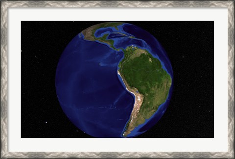 Framed Blue Marble Next Generation Earth Showing South America Print