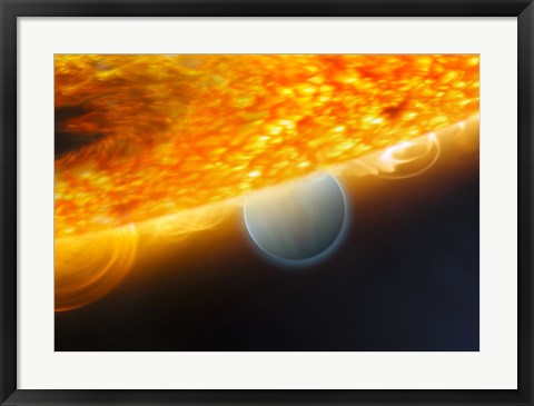 Framed Artist&#39;s Impression of a Jupiter-Size Extrasolar Planet Being Eclipsed by its Parent Star Print