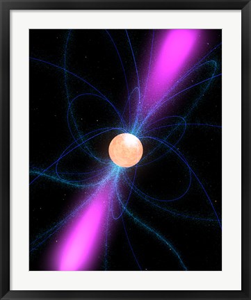 Framed Illustration of a Pulsar Print