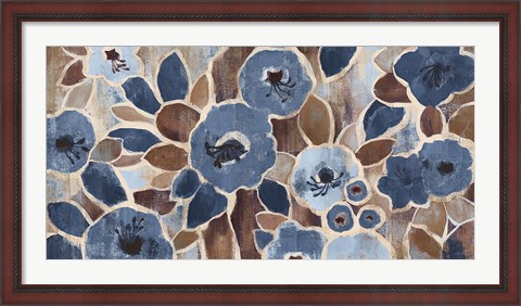 Framed Contemporary Tapestry Blue Print