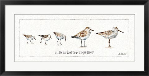 Framed Pebbles and Sandpipers I Print