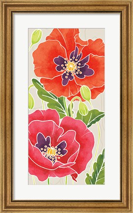 Framed Sunshine Poppies Panel I Print