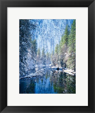 Framed Winter trees along Merced River, Yosemite Valley, Yosemite National Park, California Print